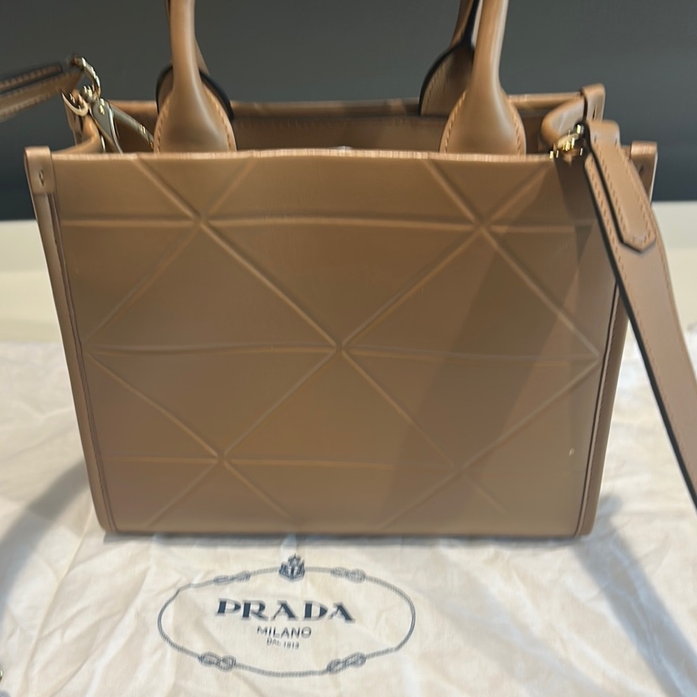 Prada Tan Saffiano Leather Satchel with Gold Hardware - Picture 6 of 10